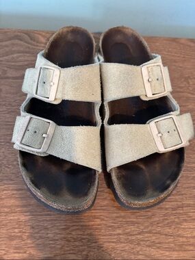 BIrkenstock Arizona neutral Suede Slip-On Sandals size 37